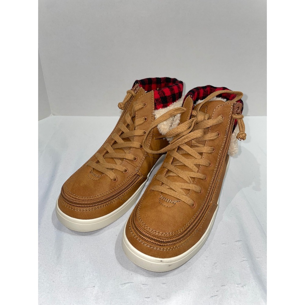 Billy Footwear Billy Cuff II Brown Buffalo Plaid Adaptive Sneakers Womens 7.5M